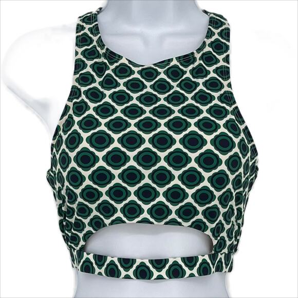 Racer Back Tankini Swimsuit Top with Geo in Green and Blue Size XL - Picture 1 of 5